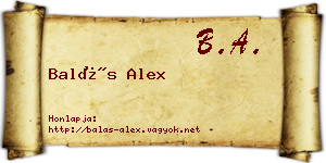 Balás Alex névjegykártya