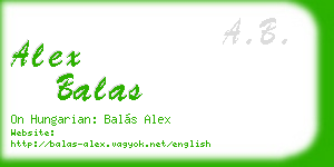 alex balas business card