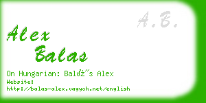 alex balas business card